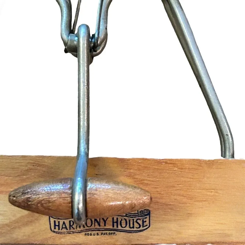 2 Vintage Harmony House Wood Suit Clothes Hangers Clamp Jacket Trousers Skirt